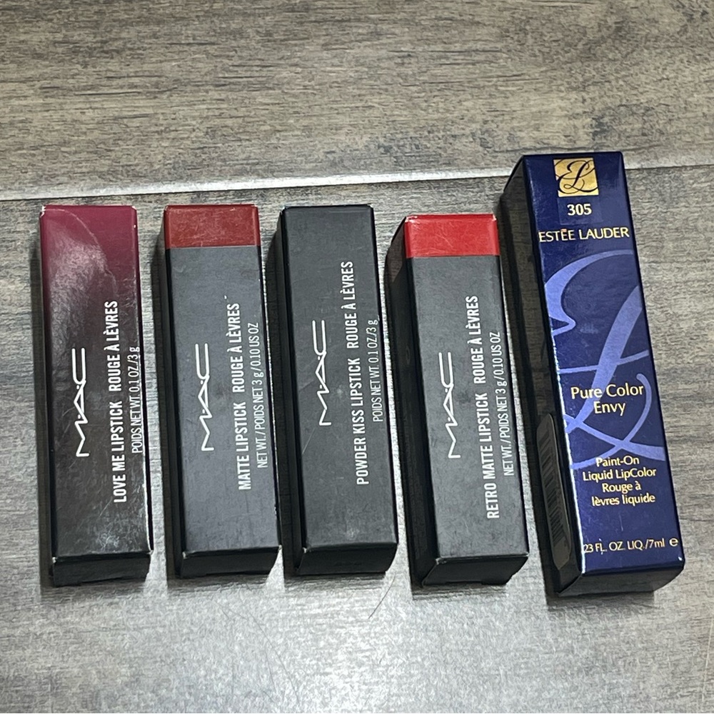 NIB Lipstick bundle of 5 total MAC & Estée Lauder - Picture 1 of 6